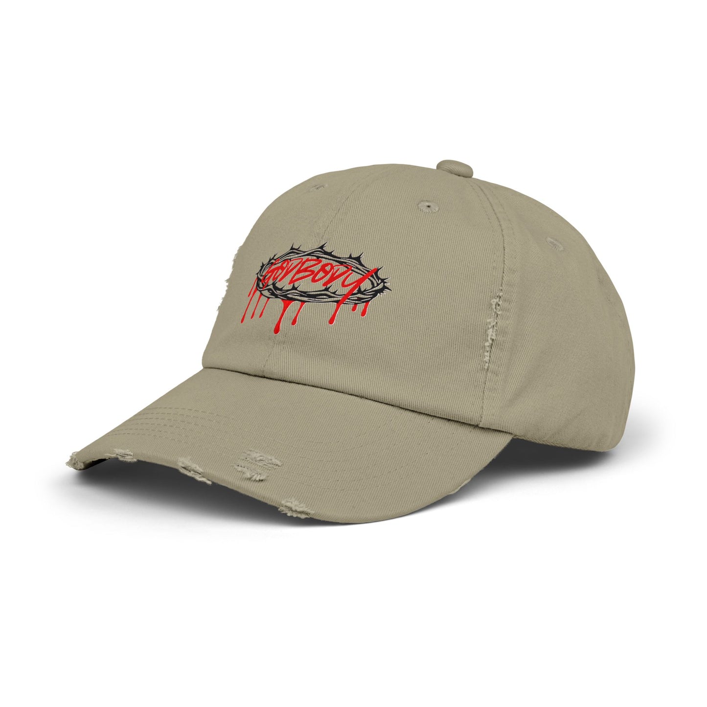 Unisex Distressed Cap - Edgy 'GodBody' Design for Trendsetters