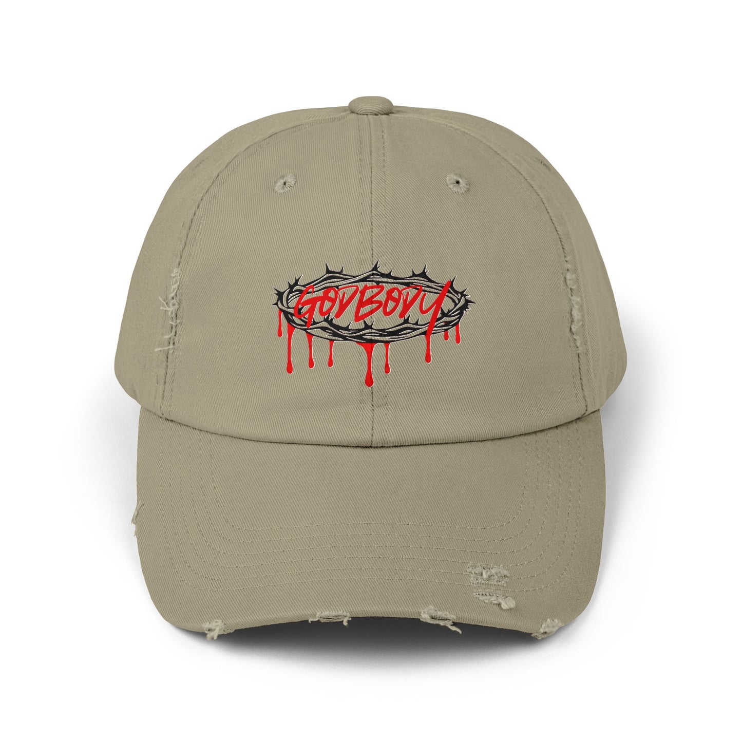 Unisex Distressed Cap - Edgy 'GodBody' Design for Trendsetters